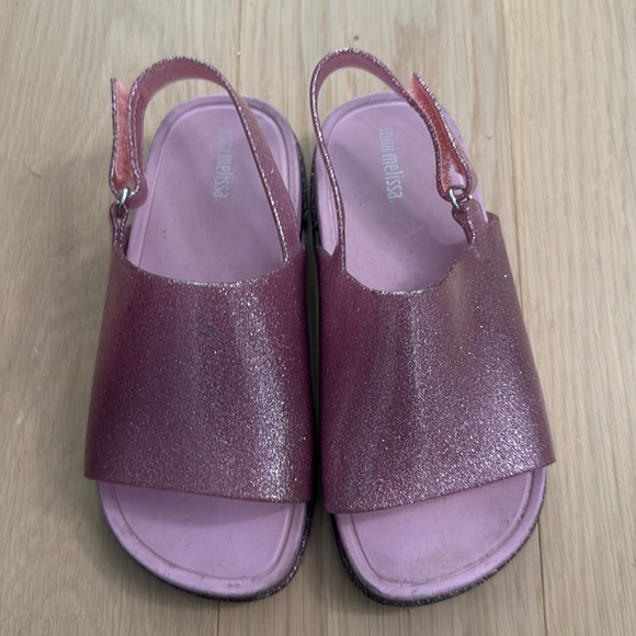 Mini Melissa size 11 Slides Pink Glitter - Picture 1 of 3